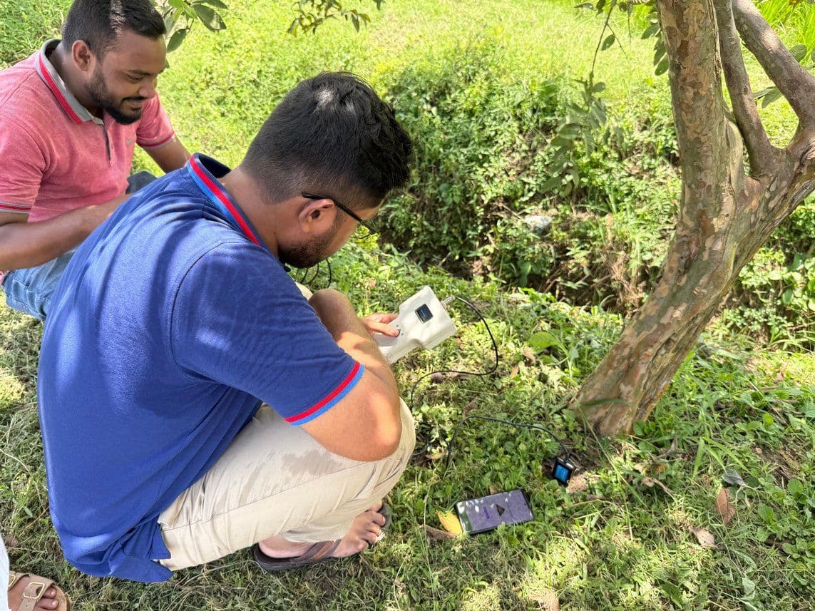 Soil testing in guava fields conducted at the Bangladesh Agriculture Research Institute.